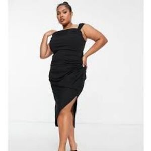 ASOS DESIGN Curve Cowl Neck Midi Pencil Dress